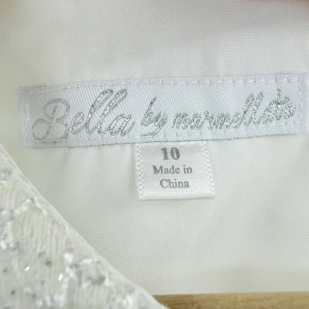 Bella by Marmellata Lace Tulle Dress 10 White Glitter Formal Flower Girl Wedding